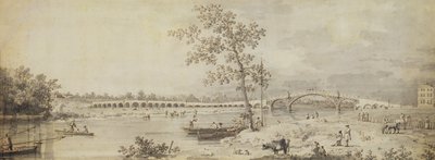 Vecchio ponte di Walton visto dalla riva del Middlesex, 1755 da Giovanni Antonio Canal